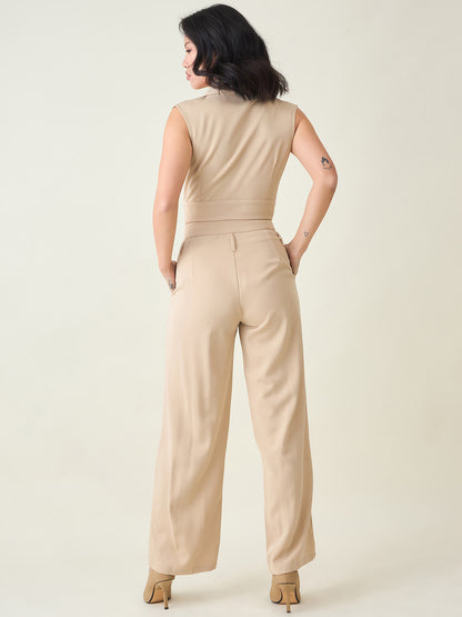 Sleeveless Waistcoat Wrap Top and Trouser Set