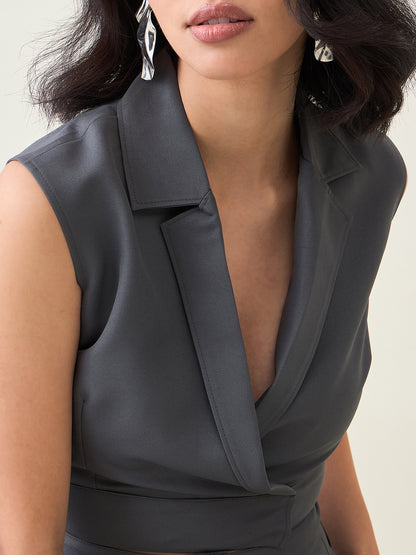 Sleeveless Waistcoat Wrap Top and Trouser Set