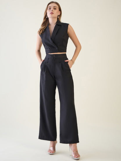 Sleeveless Waistcoat Wrap Top and Trouser Set