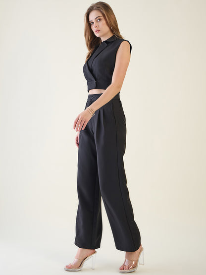 Sleeveless Waistcoat Wrap Top and Trouser Set