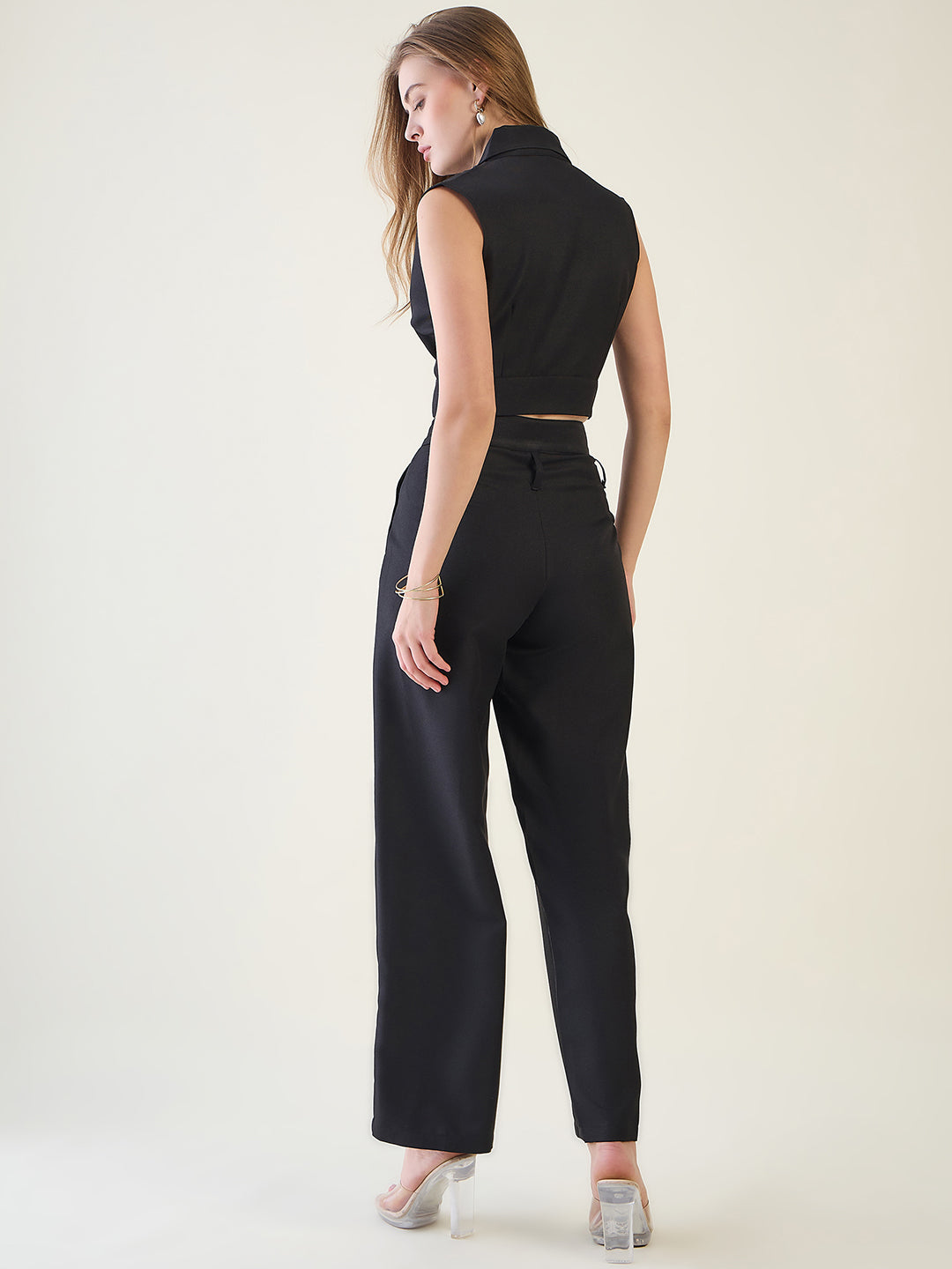 Sleeveless Waistcoat Wrap Top and Trouser Set