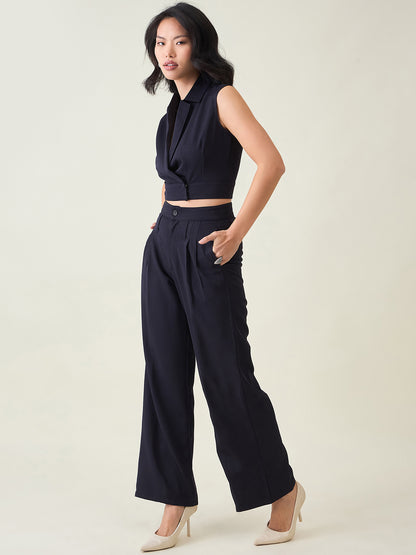 Sleeveless Waistcoat Wrap Top and Trouser Set