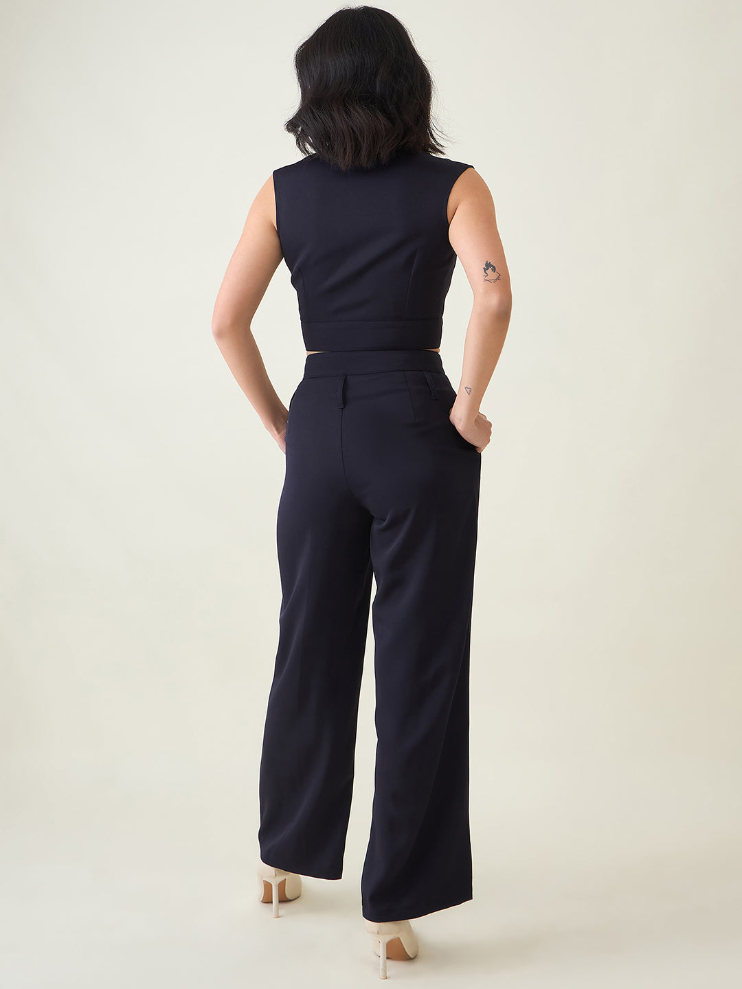 Sleeveless Waistcoat Wrap Top and Trouser Set