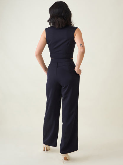 Sleeveless Waistcoat Wrap Top and Trouser Set