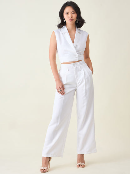 Sleeveless Waistcoat Wrap Top and Trouser Set