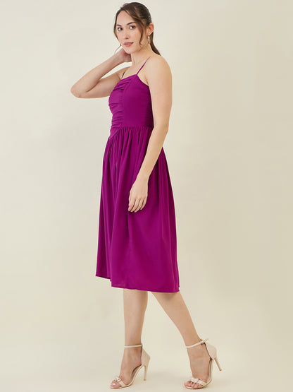 Smocked Strap Sleeveless Midi Fit & Flare Dress