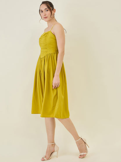 Smocked Strap Sleeveless Midi Fit & Flare Dress