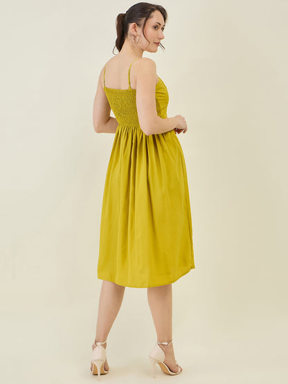 Smocked Strap Sleeveless Midi Fit & Flare Dress