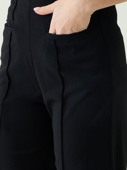 Strapless Button-Front Crop Top and Trousers Set