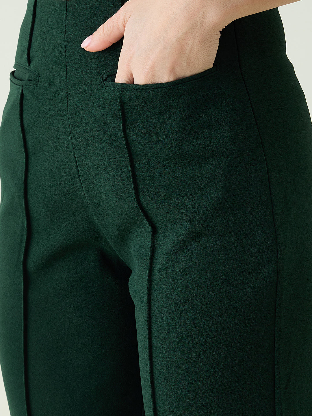 Strapless Button-Front Crop Top and Trousers Set