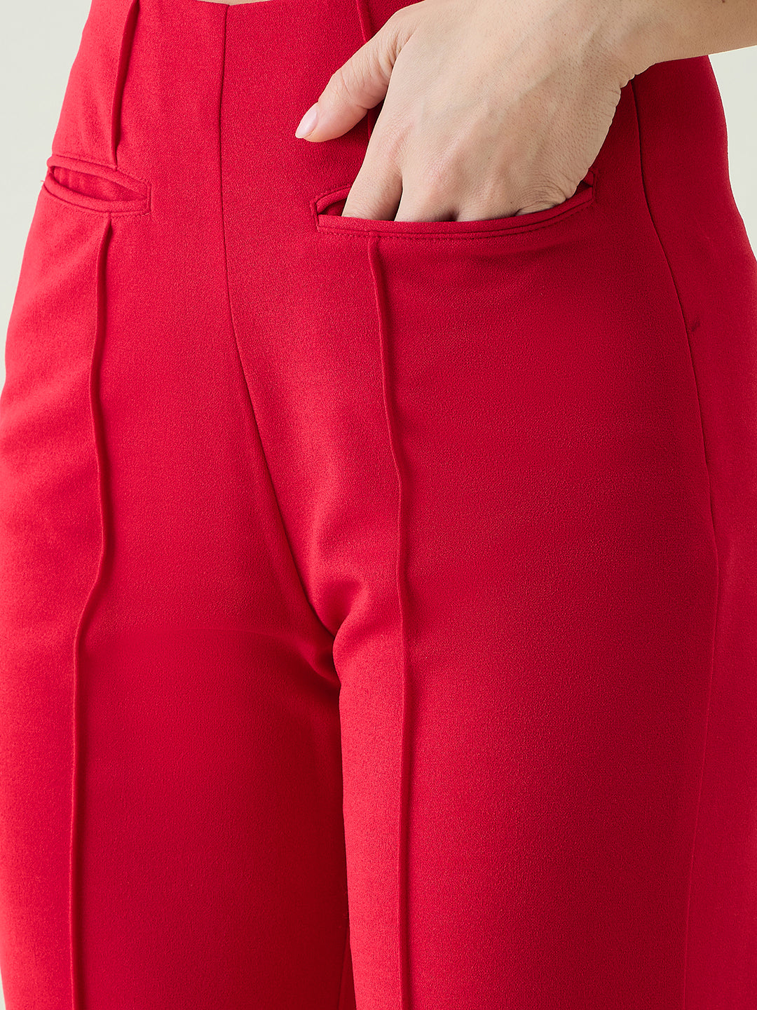 Strapless Button-Front Crop Top and Trousers Set