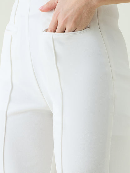 Strapless Button-Front Crop Top and Trousers Set