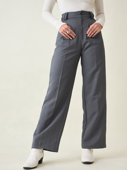 Tailored Twill Trousers with Button Flap Pockets