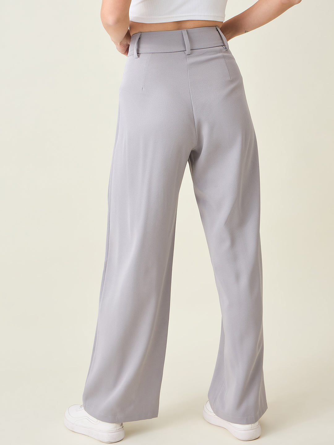 Tailored Twill Trousers with Button Flap Pockets