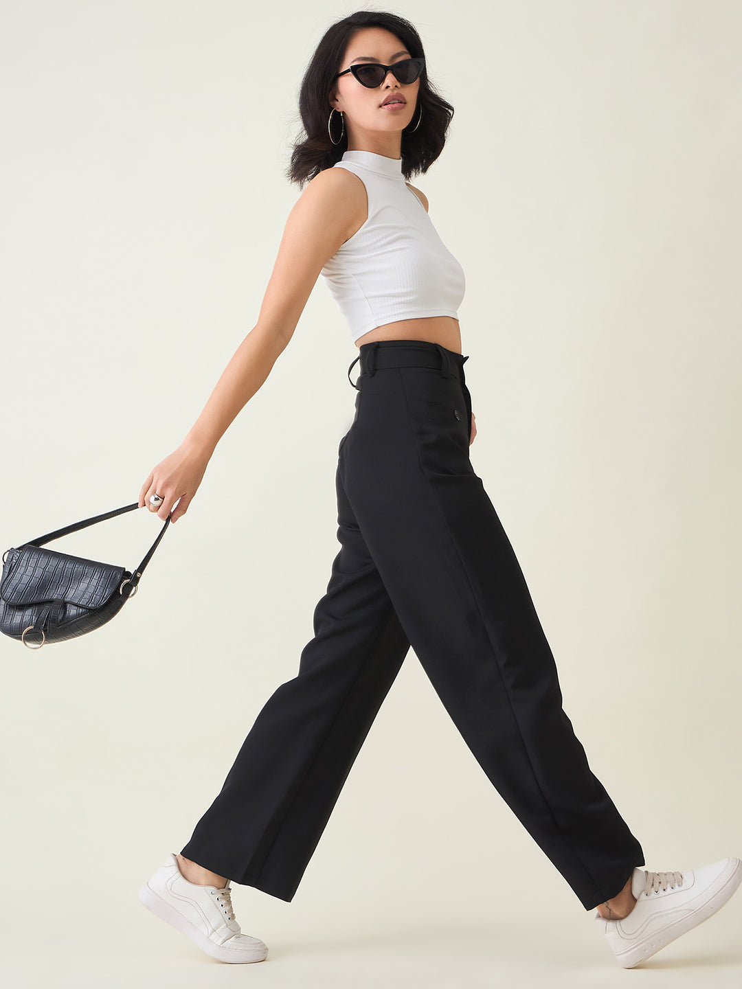 Tailored Twill Trousers with Button Flap Pockets