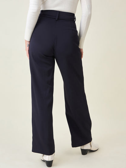 Tailored Twill Trousers with Button Flap Pockets