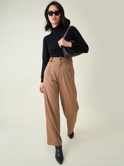 Tailored Twill Trousers with Button Flap Pockets