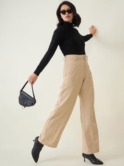 Tailored Twill Trousers with Button Flap Pockets