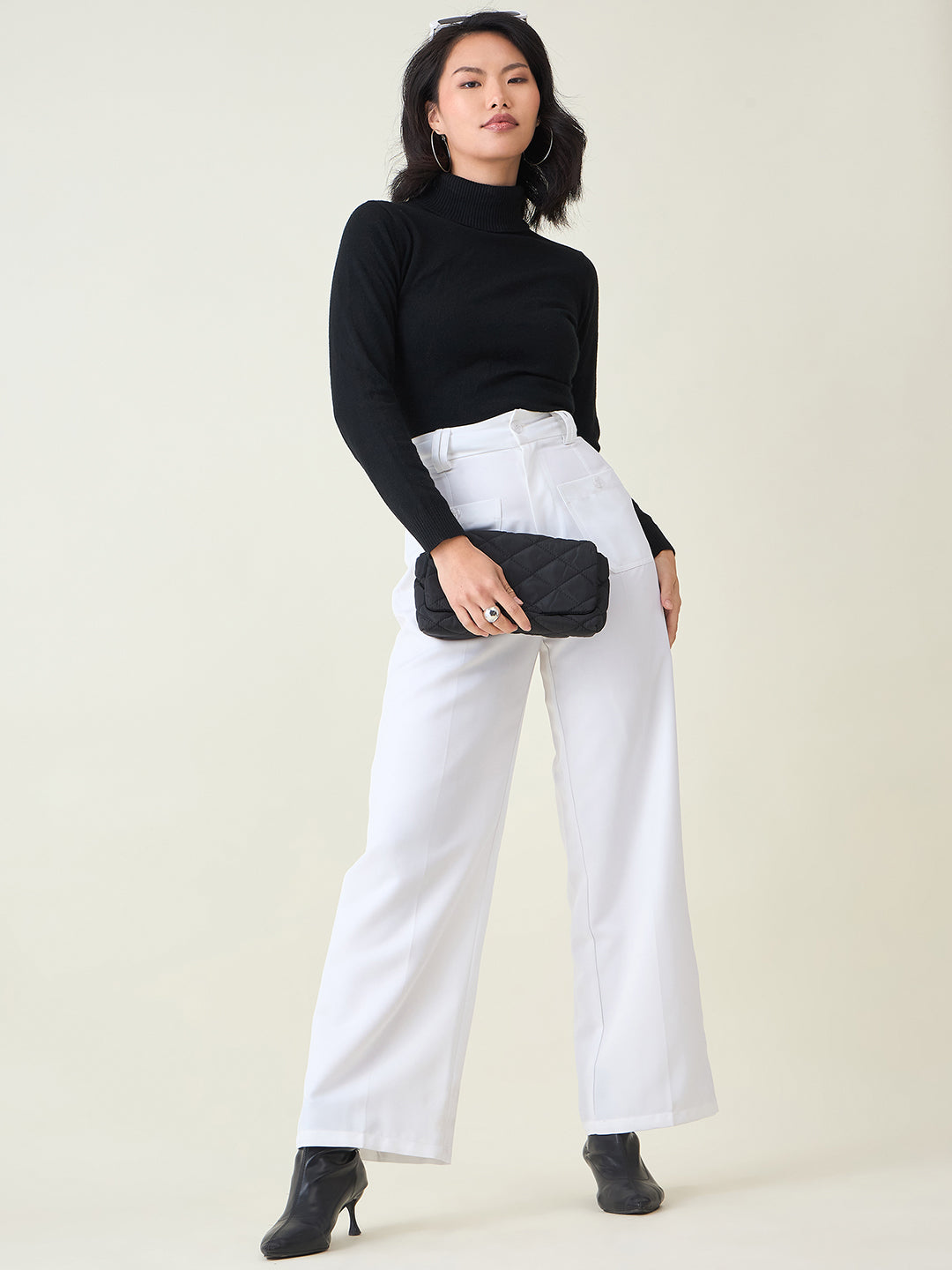 Tailored Twill Trousers with Button Flap Pockets
