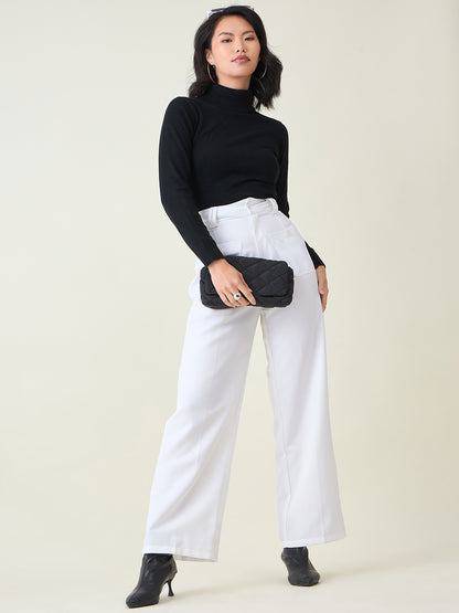 Tailored Twill Trousers with Button Flap Pockets