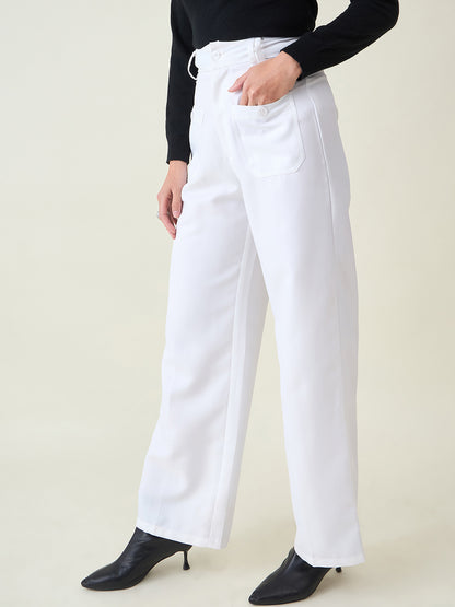 Tailored Twill Trousers with Button Flap Pockets
