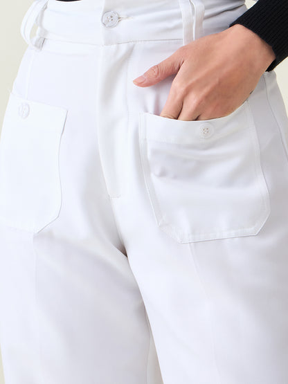Tailored Twill Trousers with Button Flap Pockets