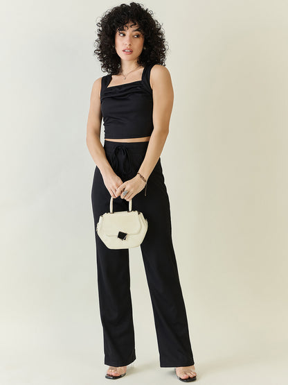 Textured Knit Square Neck Strap Co-ord Set