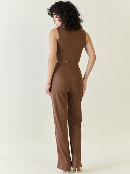 Textured Knit Square Neck Strap Co-ord Set