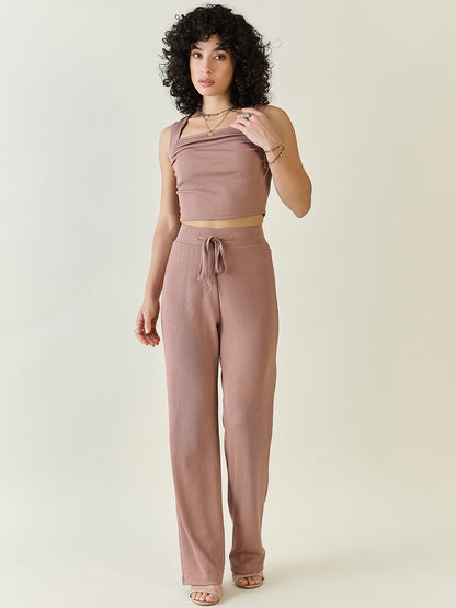 Textured Knit Square Neck Strap Co-ord Set