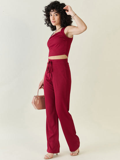 Textured Knit Square Neck Strap Co-ord Set