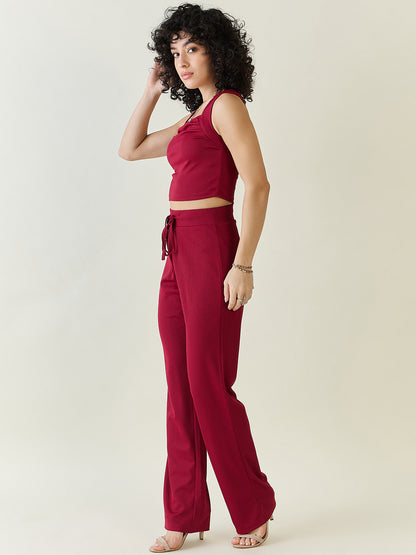 Textured Knit Square Neck Strap Co-ord Set