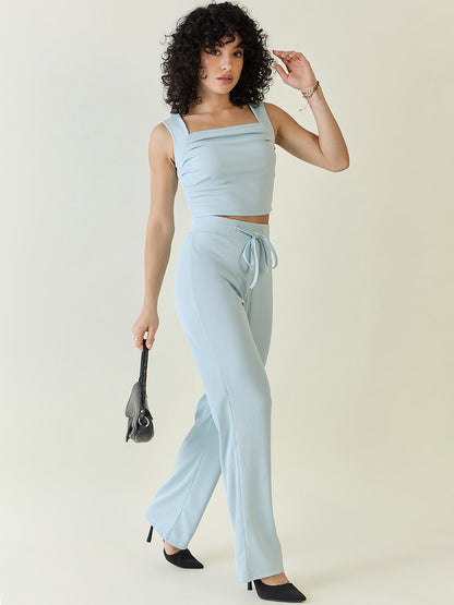 Textured Knit Square Neck Strap Co-ord Set