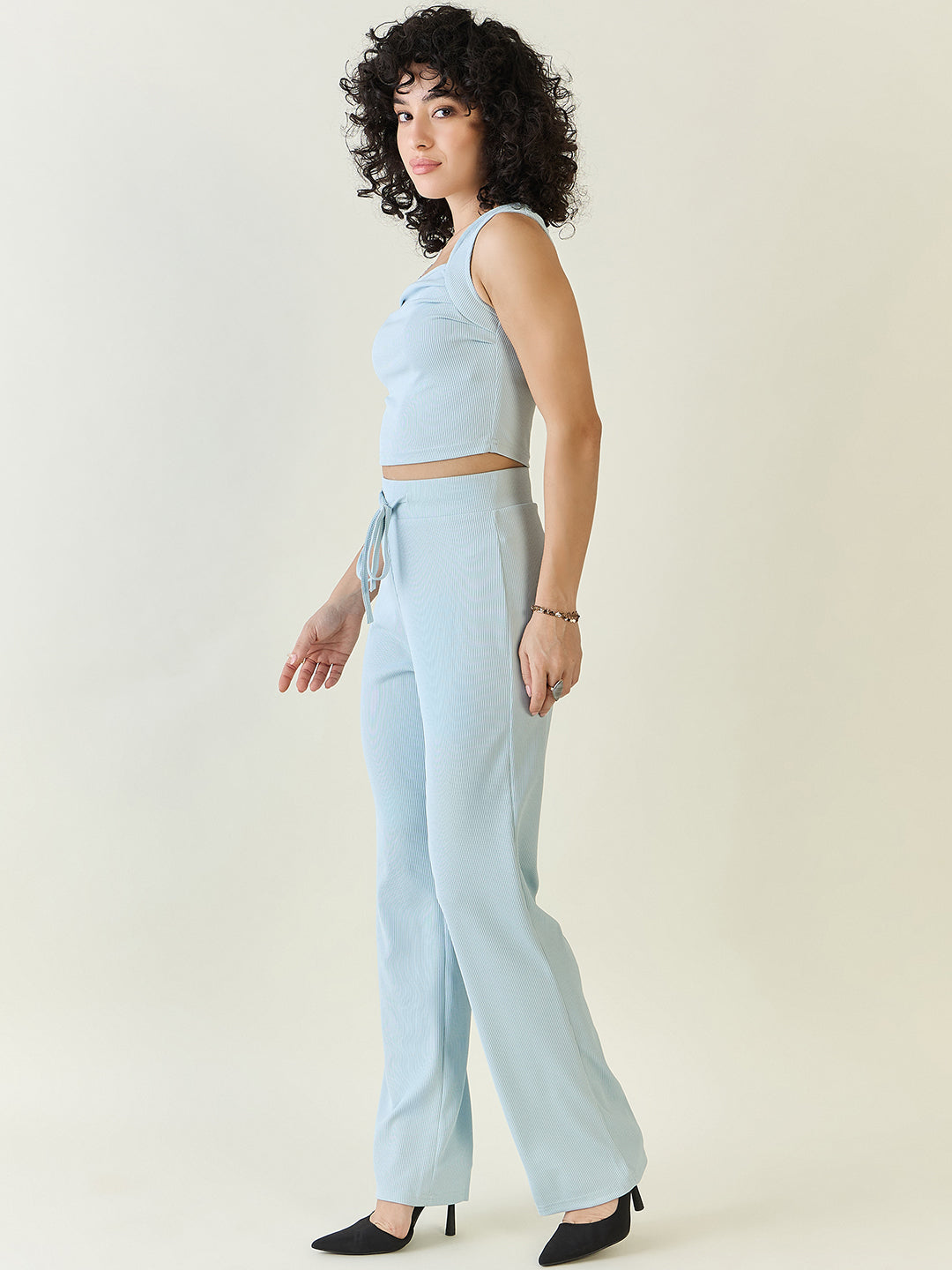 Textured Knit Square Neck Strap Co-ord Set