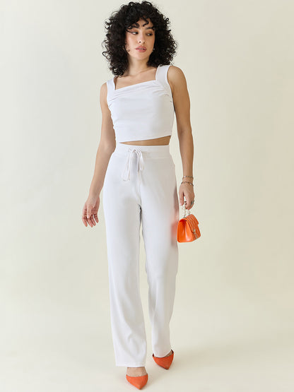 Textured Knit Square Neck Strap Co-ord Set