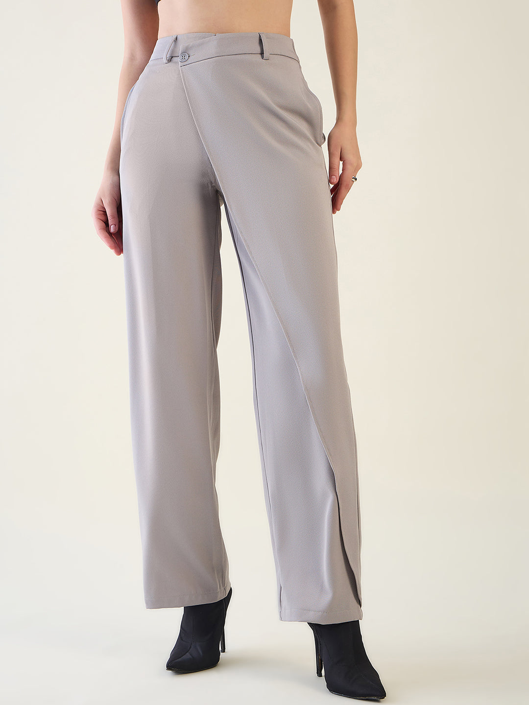 Wrap-Front Trousers with Contoured Waist