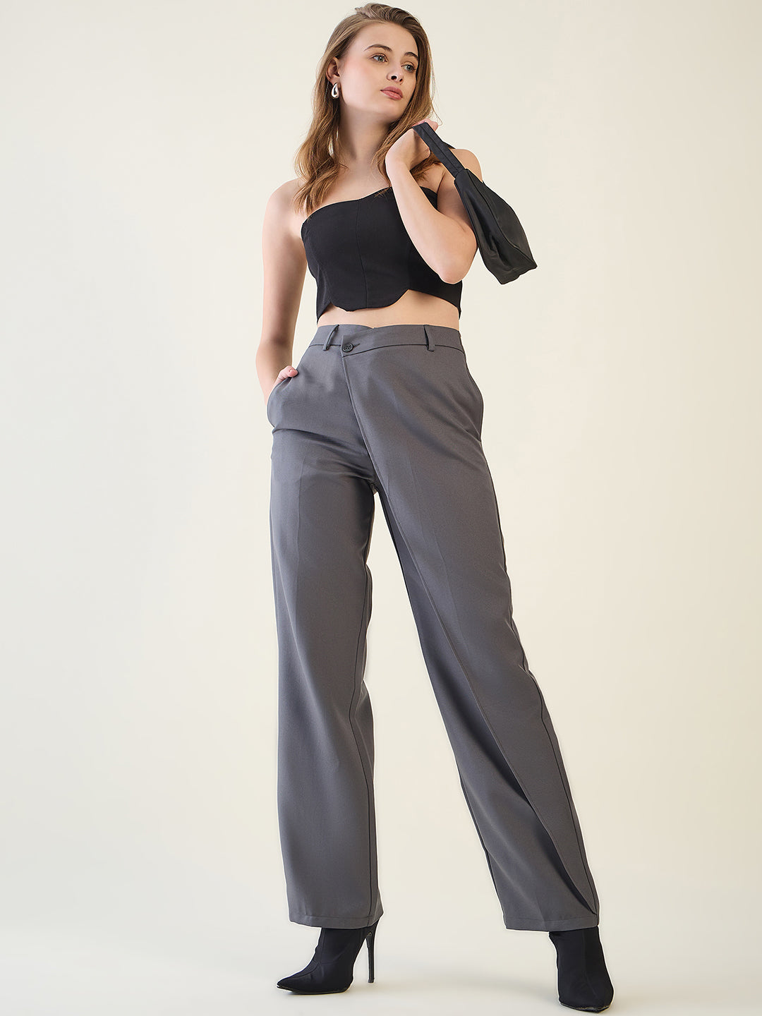 Wrap-Front Trousers with Contoured Waist