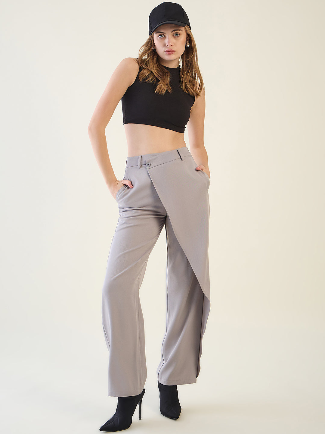 Wrap-Front Trousers with Contoured Waist