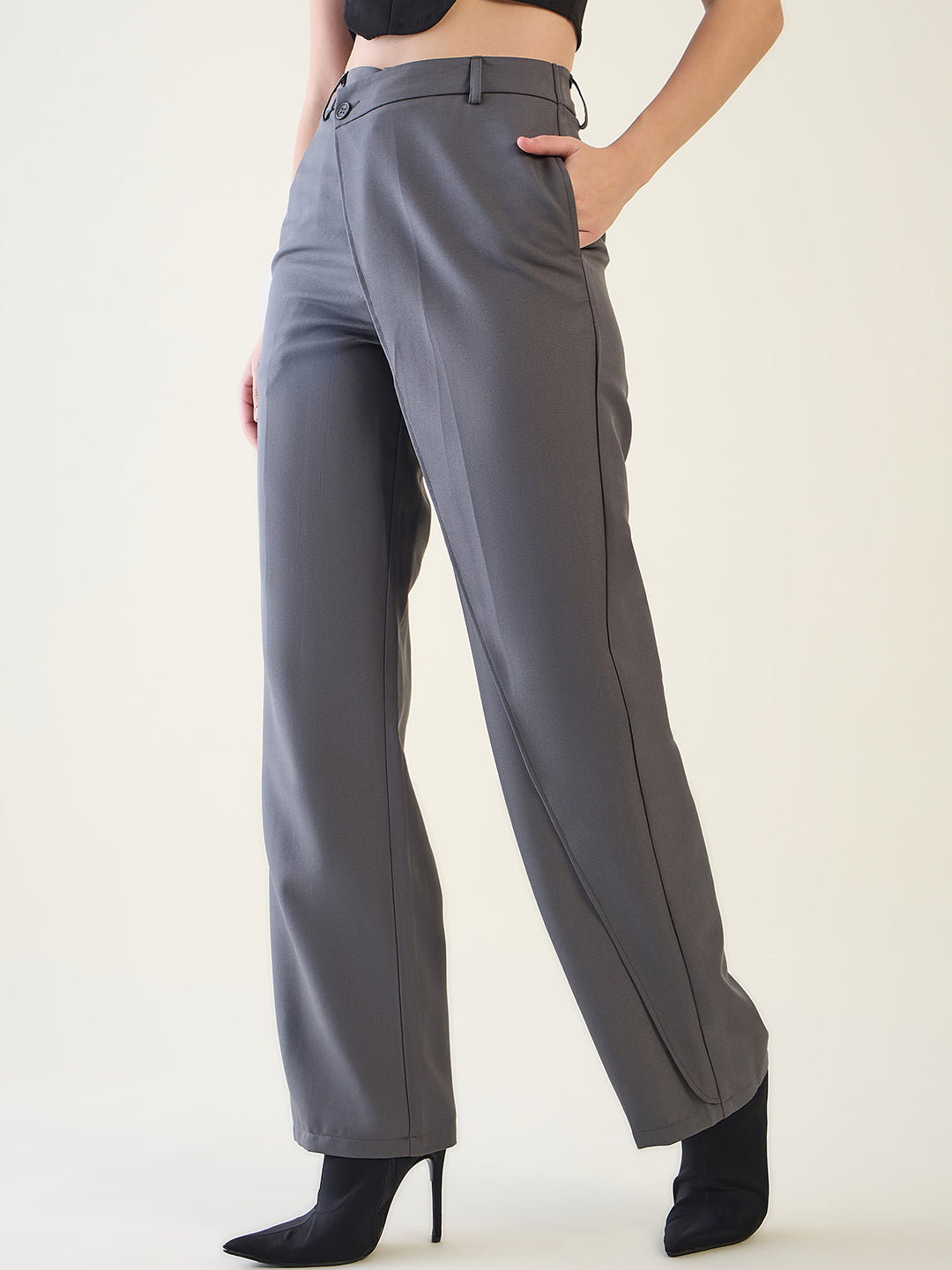 Wrap-Front Trousers with Contoured Waist