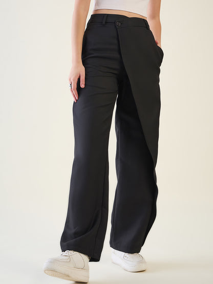 Wrap-Front Trousers with Contoured Waist
