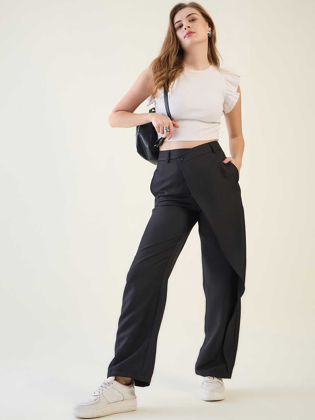 Wrap-Front Trousers with Contoured Waist