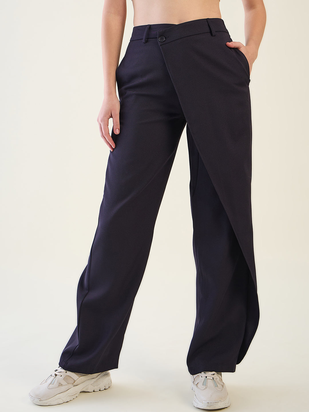 Wrap-Front Trousers with Contoured Waist