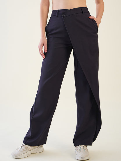 Wrap-Front Trousers with Contoured Waist