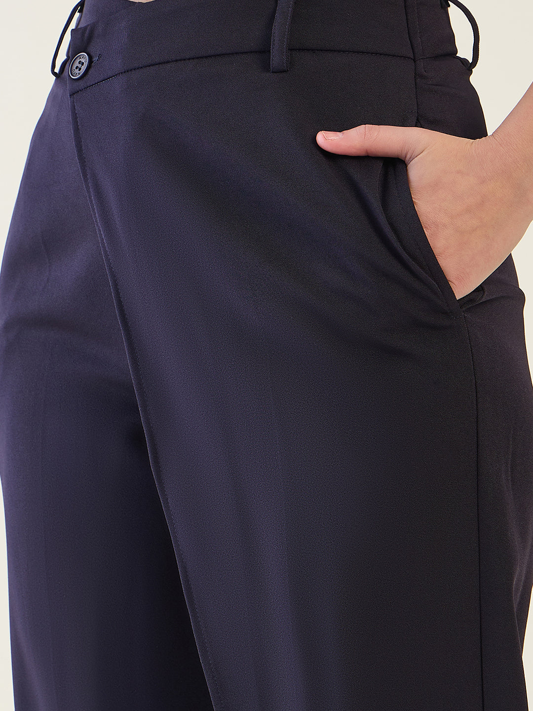 Wrap-Front Trousers with Contoured Waist