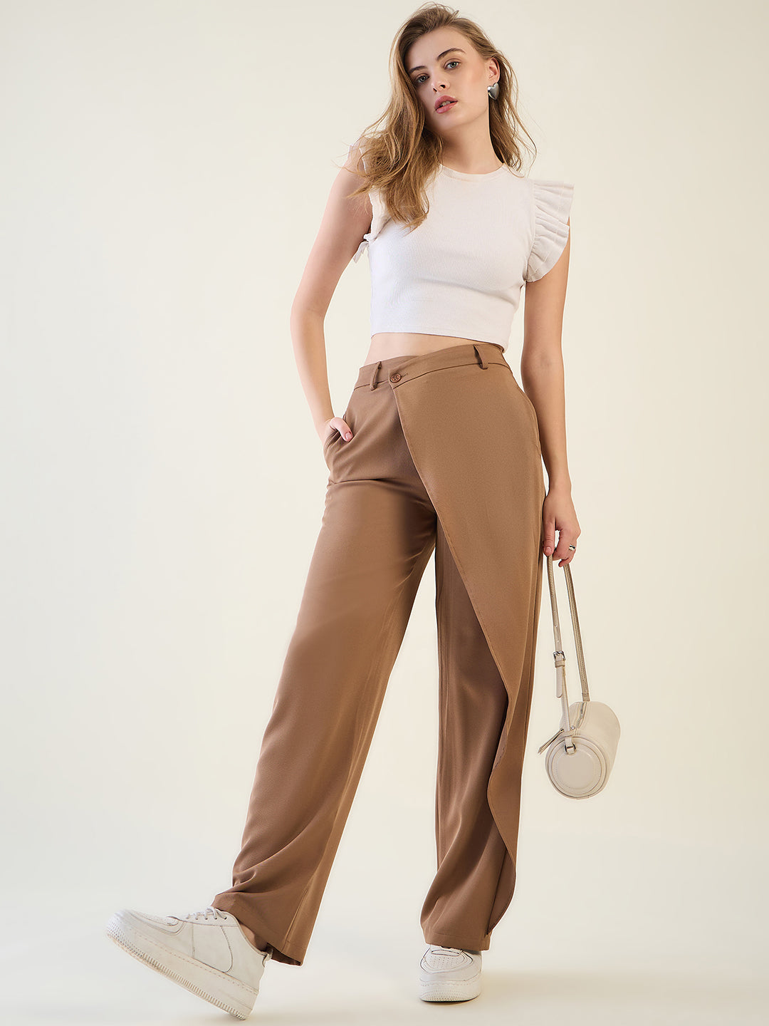 Wrap-Front Trousers with Contoured Waist