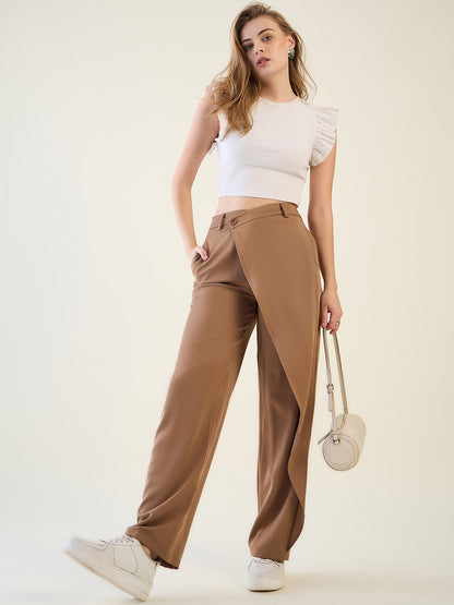 Wrap-Front Trousers with Contoured Waist