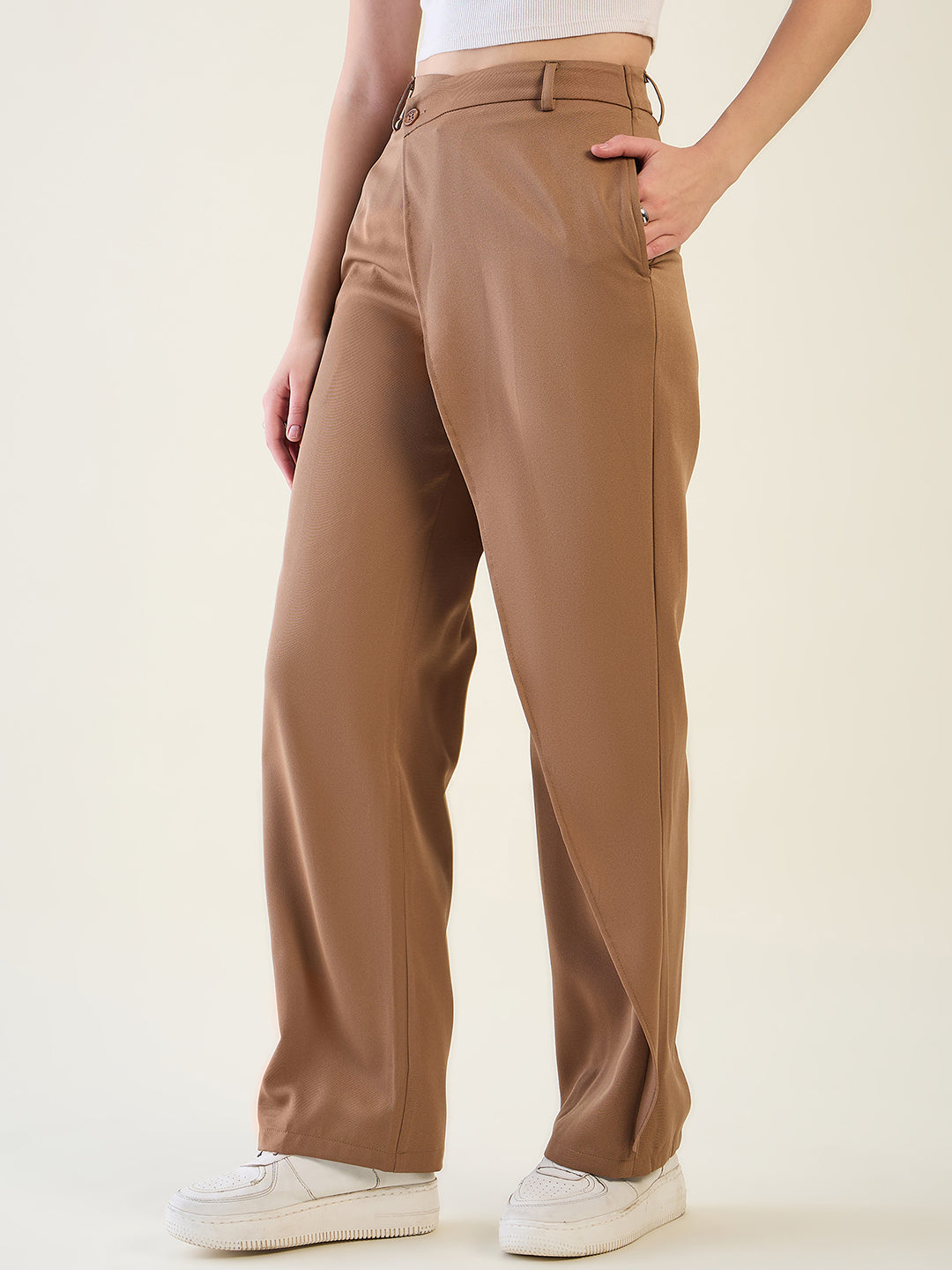 Wrap-Front Trousers with Contoured Waist