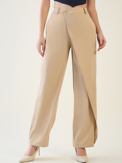 Wrap-Front Trousers with Contoured Waist