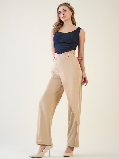 Wrap-Front Trousers with Contoured Waist