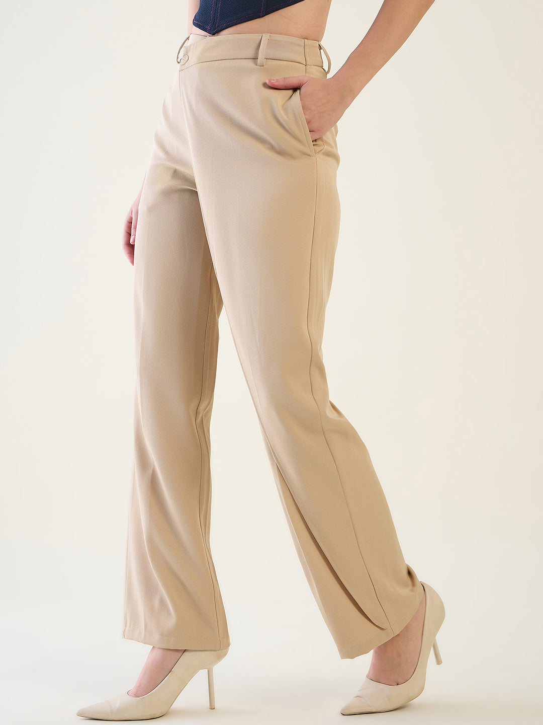 Wrap-Front Trousers with Contoured Waist
