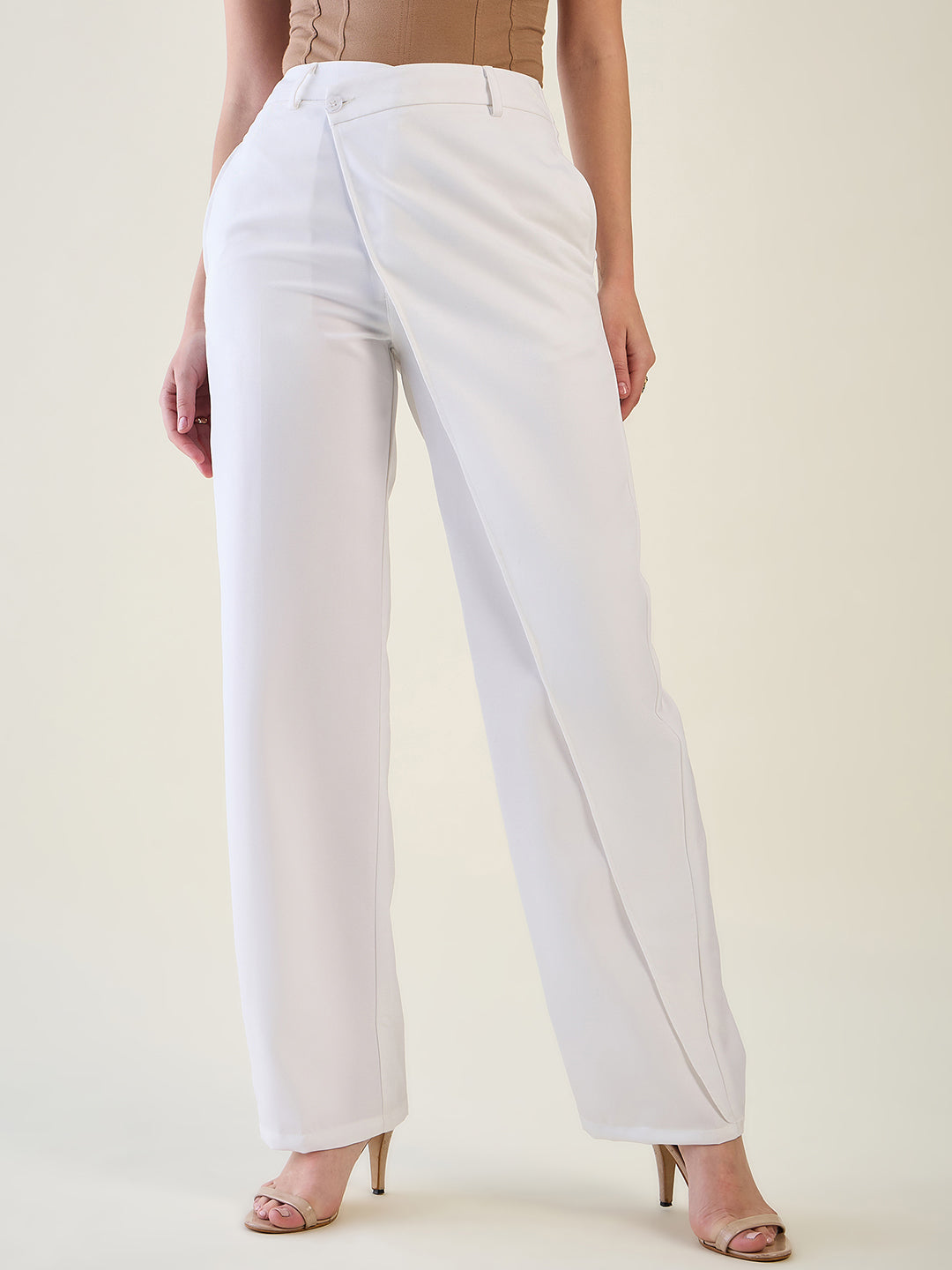Wrap-Front Trousers with Contoured Waist